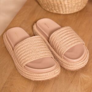 PrettyLittleThing Tan Woven Sandals